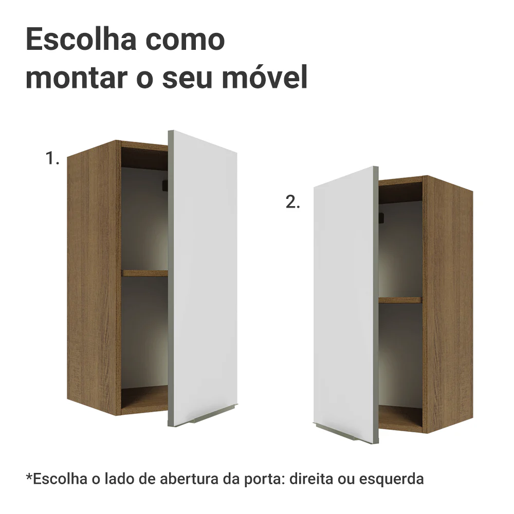 Armário Aéreo Madesa Lux 35 cm 1 Porta Rustic/Branco Veludo - Image 4