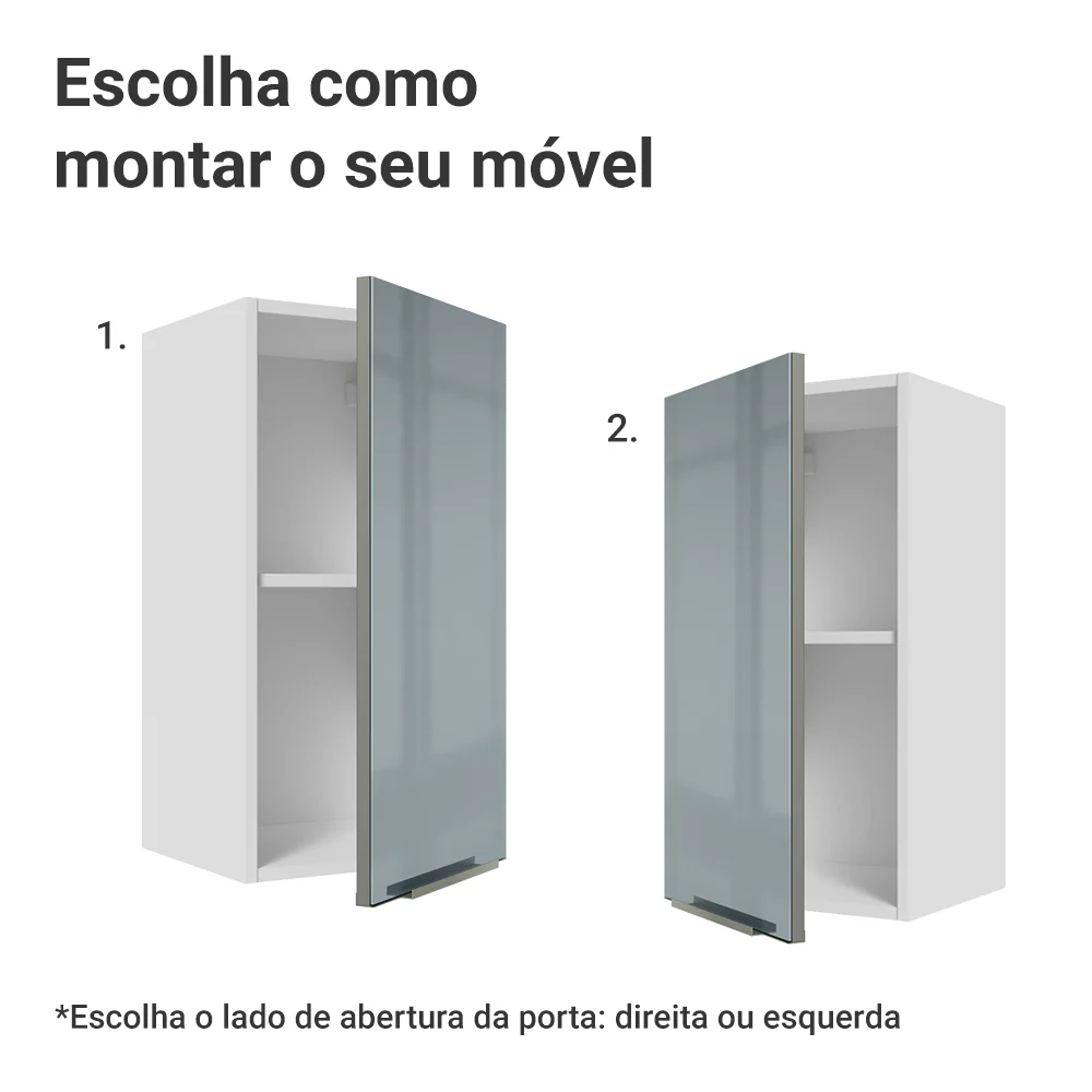 Armário Aéreo Madesa Lux 35 cm 1 Porta Branco/Cinza - Image 4