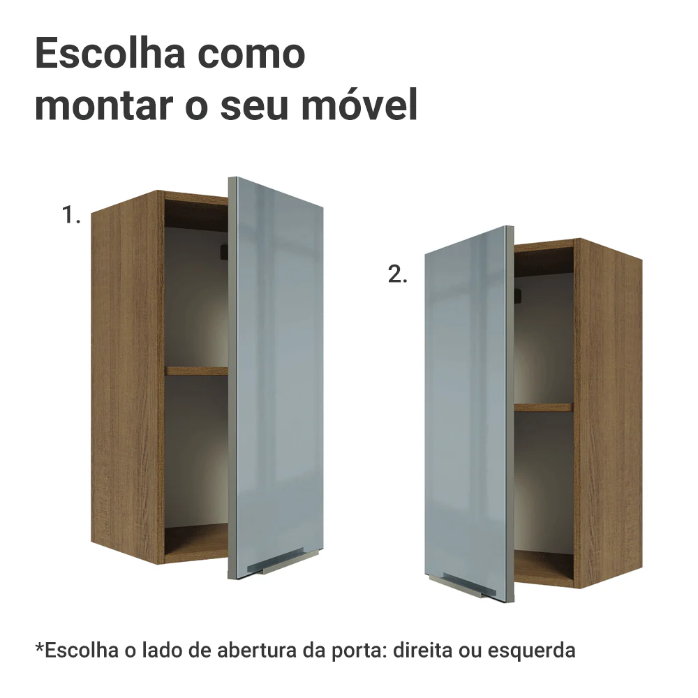 Armário Aéreo Madesa Lux 35 cm 1 Porta Rustic/Cinza - Image 4
