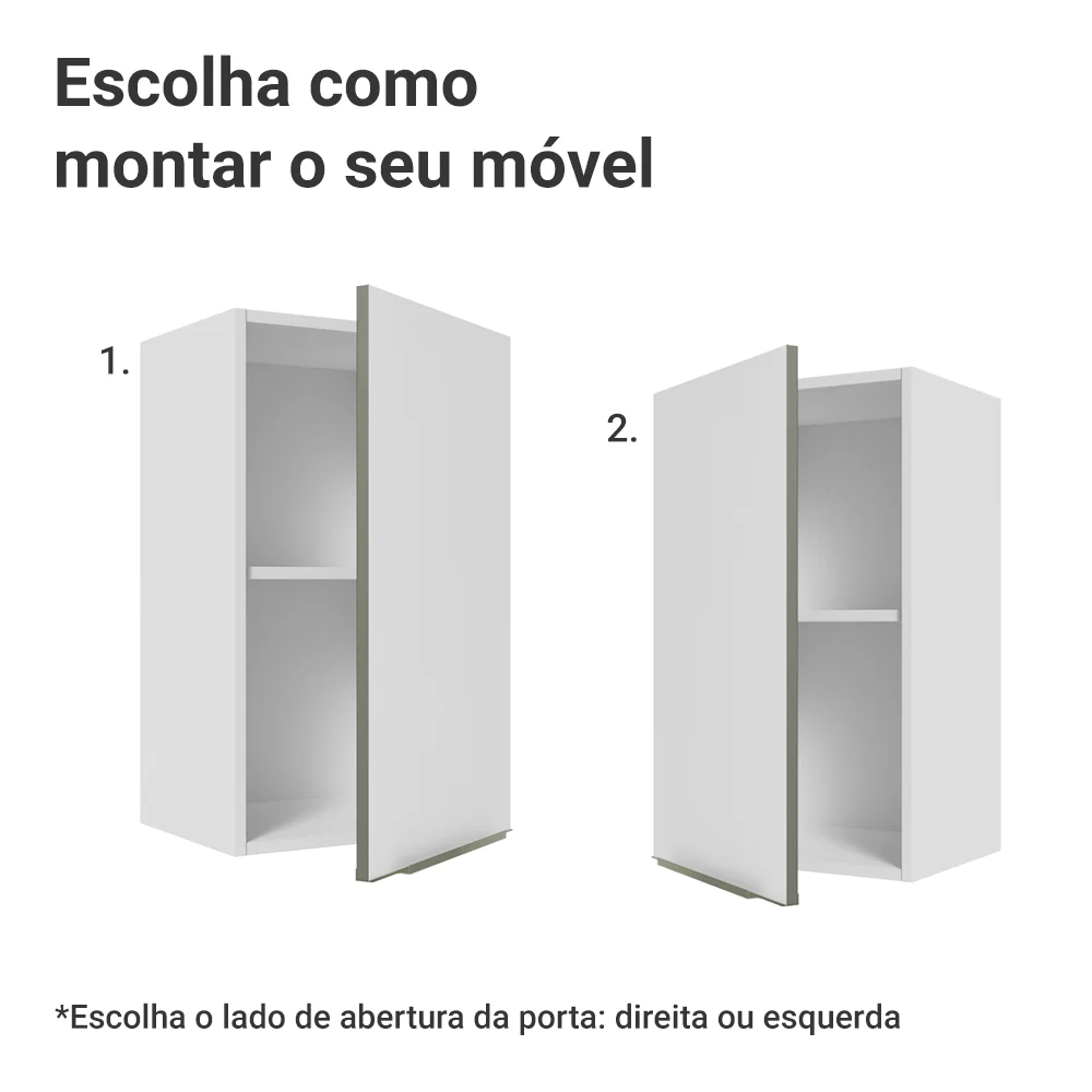 Armário Aéreo Madesa Lux 40 cm 1 Porta Branco/Branco Veludo - Image 4