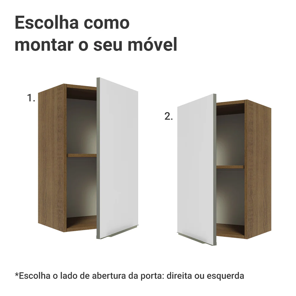 Armário Aéreo Madesa Lux 40 cm 1 Porta Rustic/Branco Veludo - Image 4