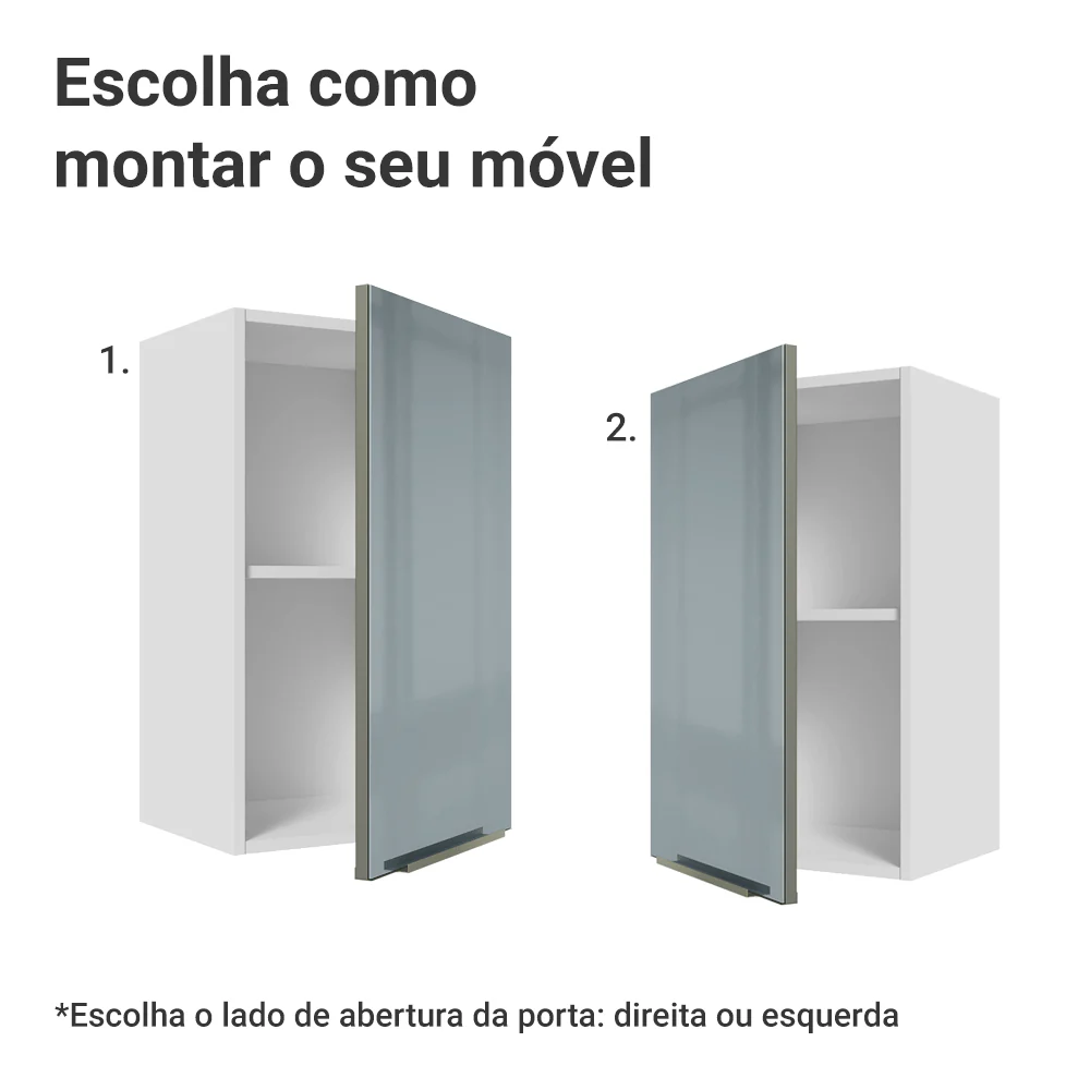 Armário Aéreo Madesa Lux 40 cm 1 Porta Branco/Cinza - Image 4