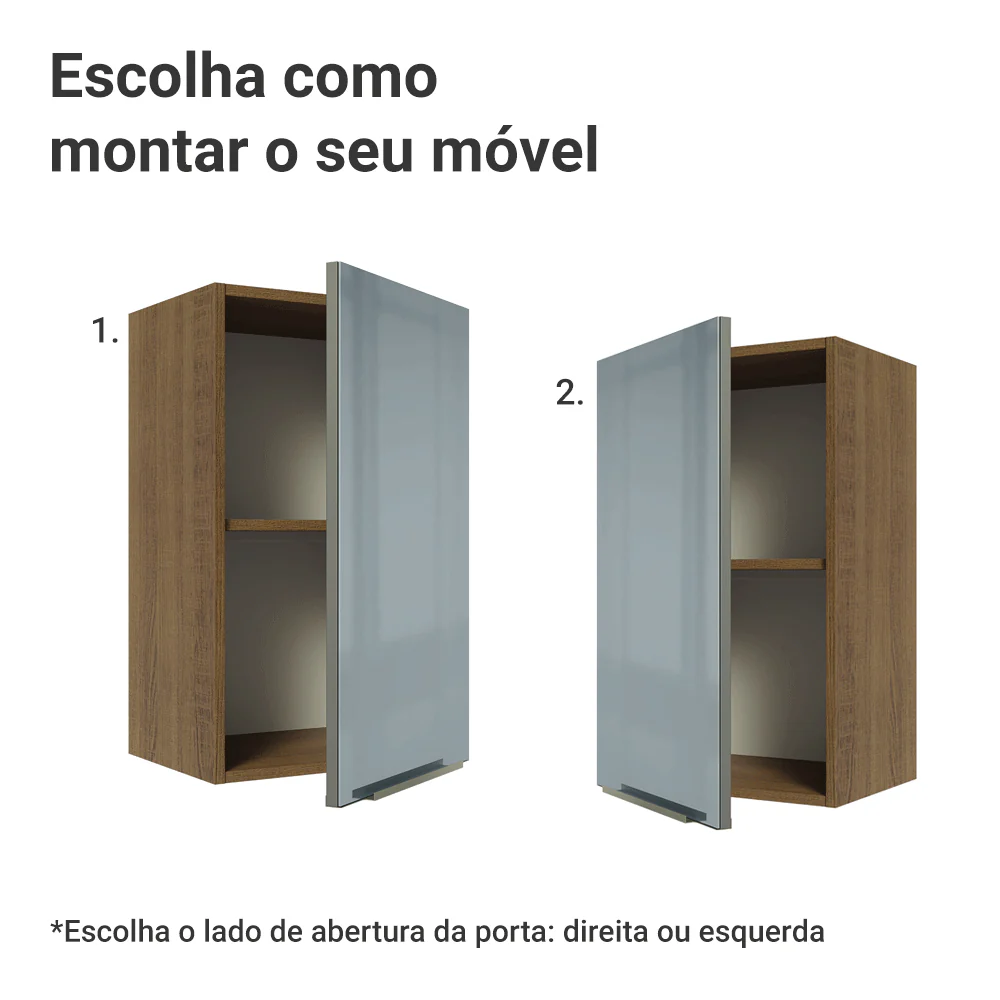 Armário Aéreo Madesa Lux 40 cm 1 Porta Rustic/Cinza - Image 4