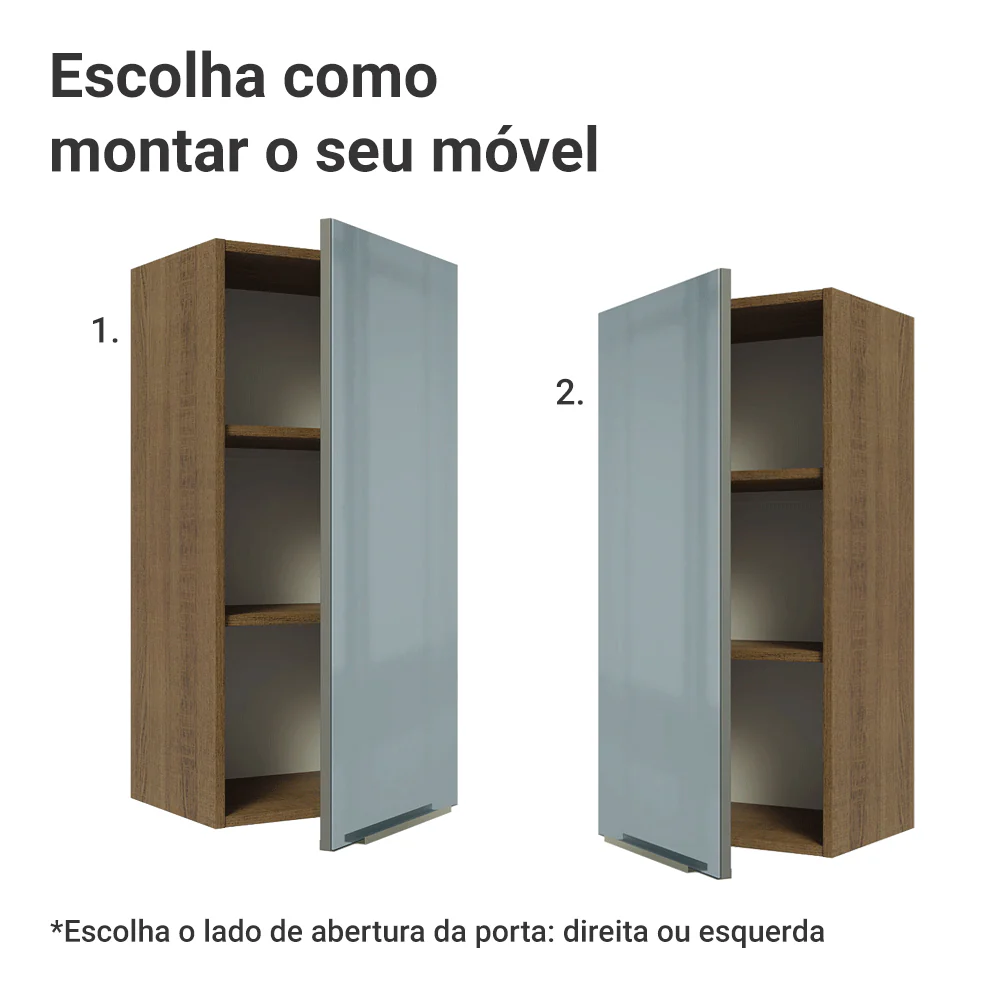 Armário Aéreo Madesa Lux 40 x 83 cm 1 Porta Rustic/Cinza - Image 4