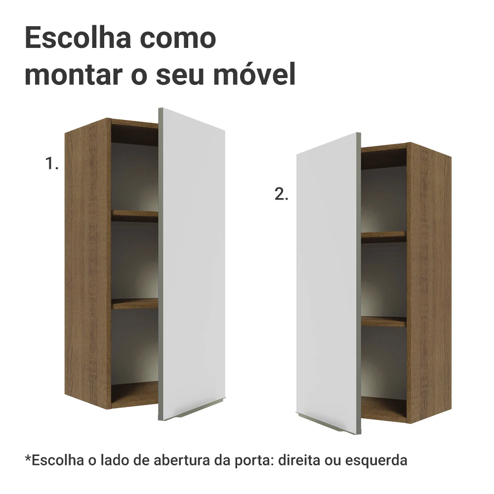 Armário Aéreo 40 x 83 cm 1 Porta Rustic/Branco Veludo Lux Madesa - Image 4