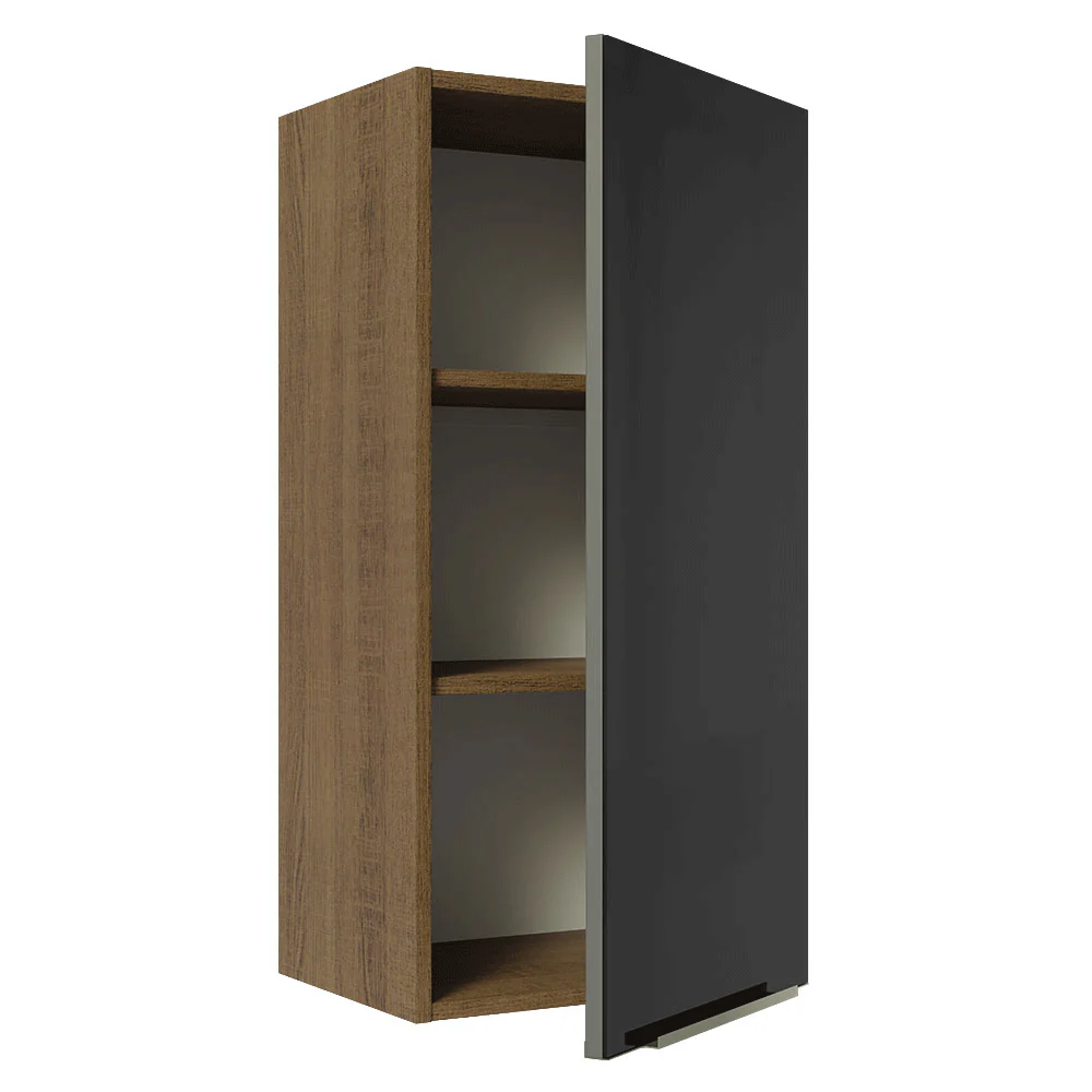 Armário Aéreo Madesa Lux 40 x 83 cm 1 Porta Rustic/Preto - Image 9