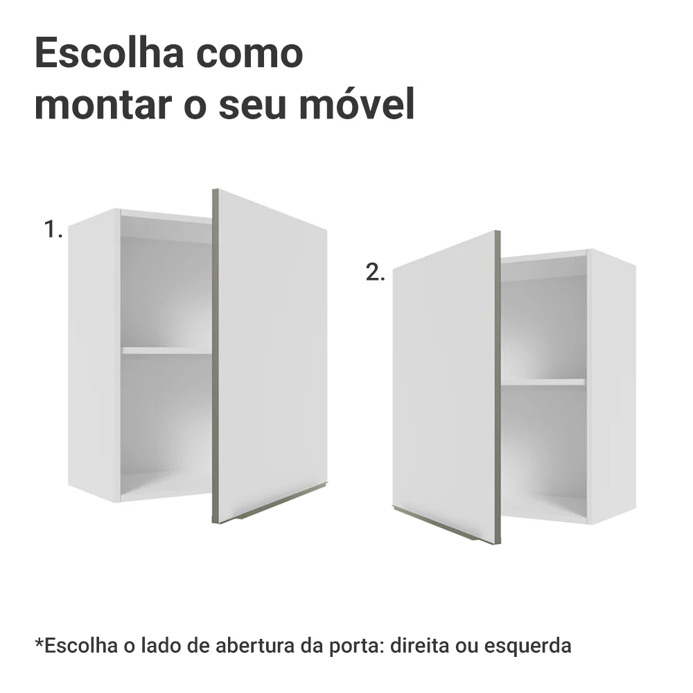 Armário Aéreo Madesa Lux 60 cm 1 Porta Branco/Branco Veludo - Image 4