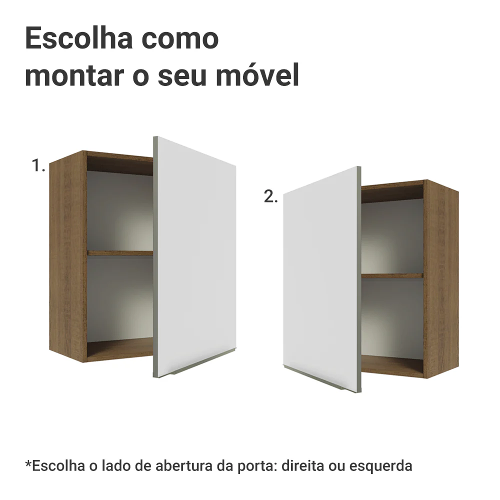 Armário Aéreo Madesa Lux 60 cm 1 Porta Rustic/Branco Veludo - Image 4