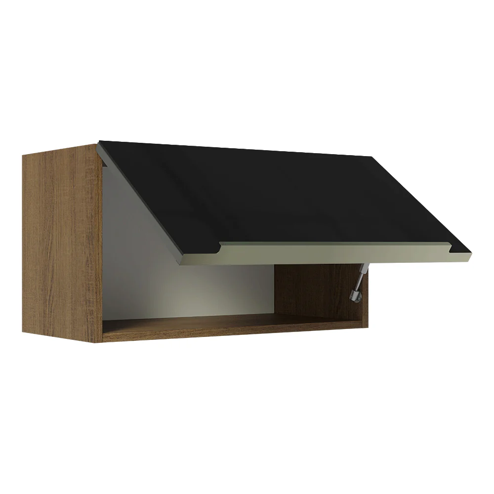 Armário Aéreo Madesa Lux 60 cm 1 Porta Basculante Rustic/Preto - Image 8