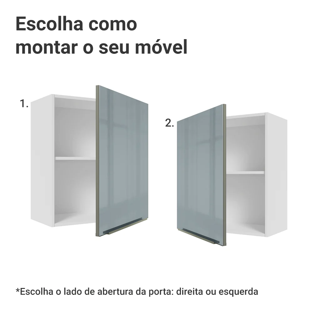 Armário Aéreo Madesa Lux 60 cm 1 Porta Branco/Cinza - Image 4