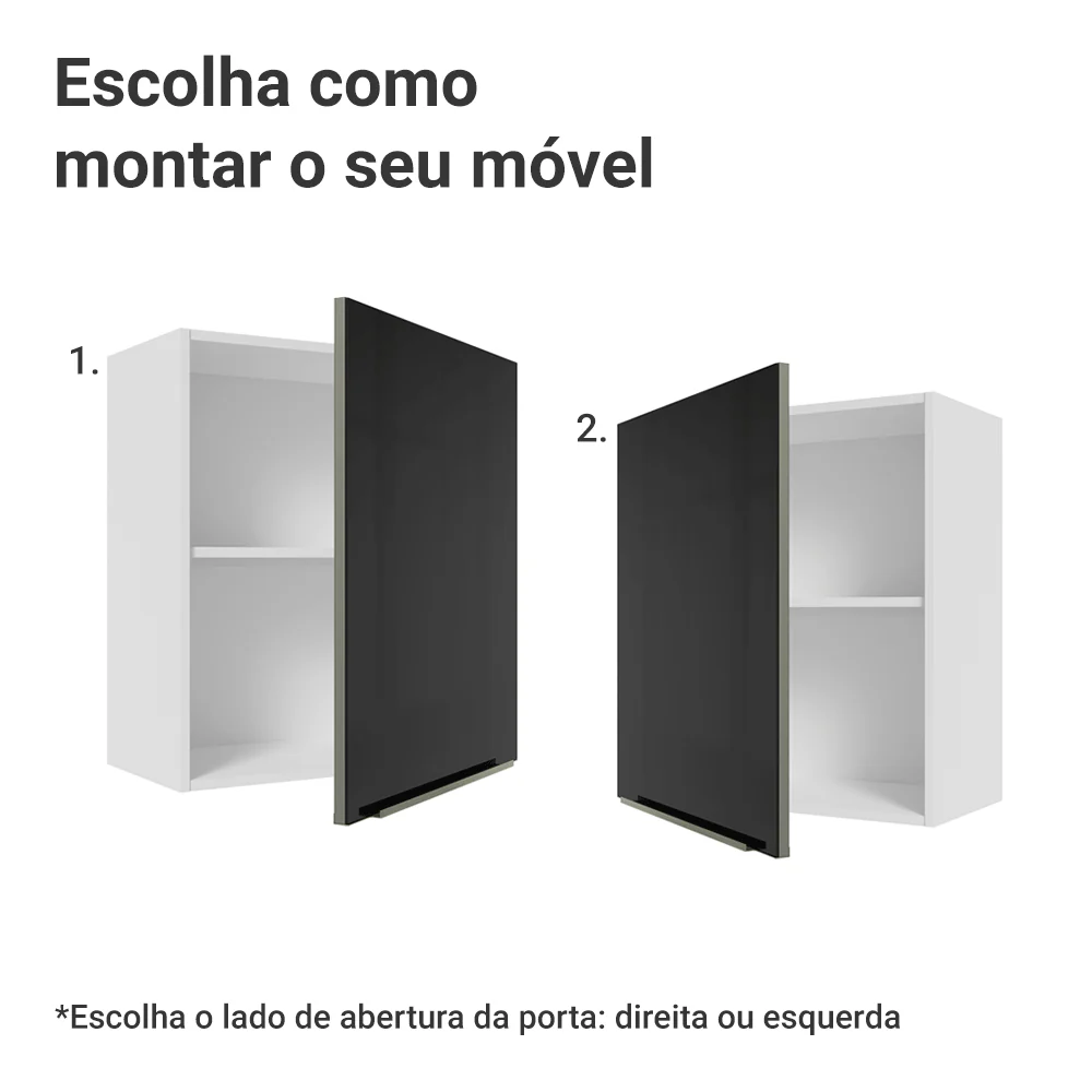 Armário Aéreo Madesa Lux 60 cm 1 Porta Branco/Preto - Image 4