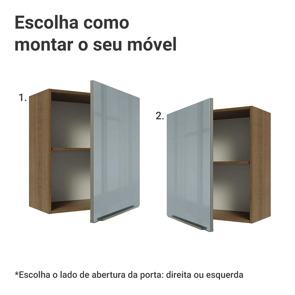 Armário Aéreo Madesa Lux 60 cm 1 Porta Rustic/Cinza - Image 4