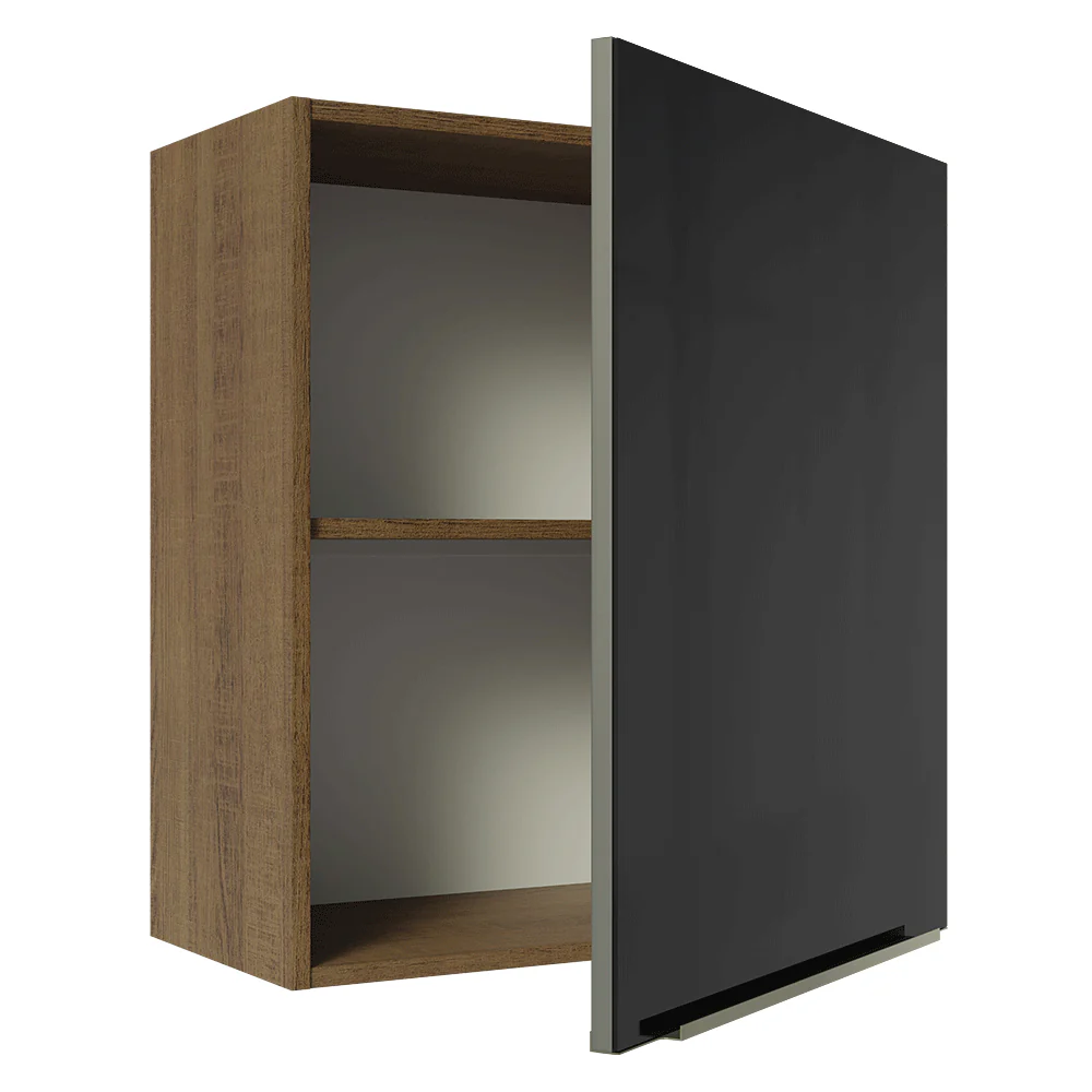 Armário Aéreo Madesa Lux 60 cm 1 Porta Rustic/Preto - Image 9