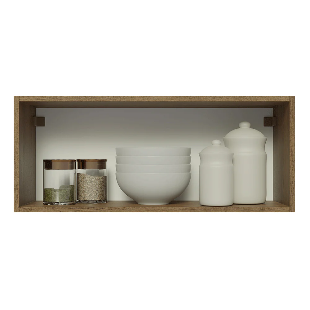 Armário Aéreo Madesa Lux 80 cm 1 Porta Basculante Rustic/Branco Veludo - Image 4