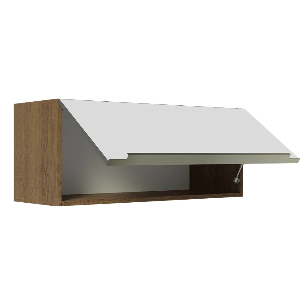 Armário Aéreo Madesa Lux 80 cm 1 Porta Basculante Rustic/Branco Veludo - Image 8