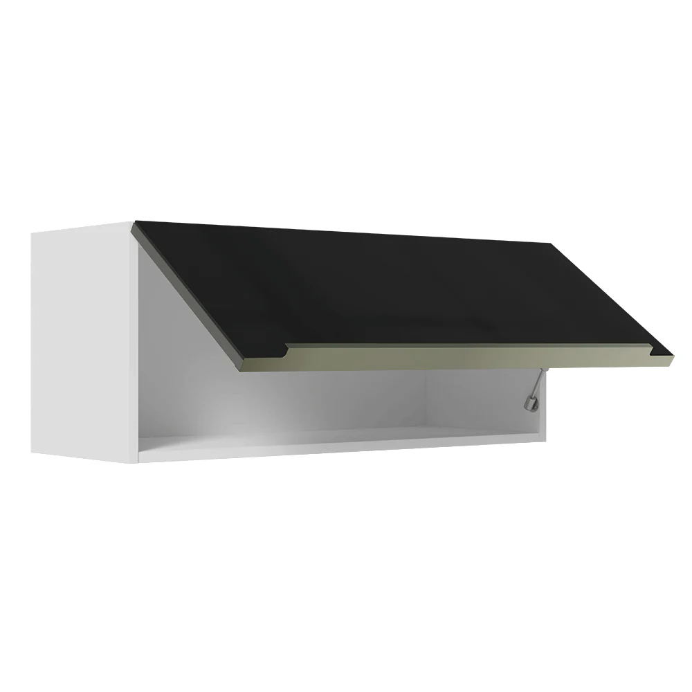 Armário Aéreo Madesa Lux 80 cm 1 Porta Basculante Branco/Preto - Image 8