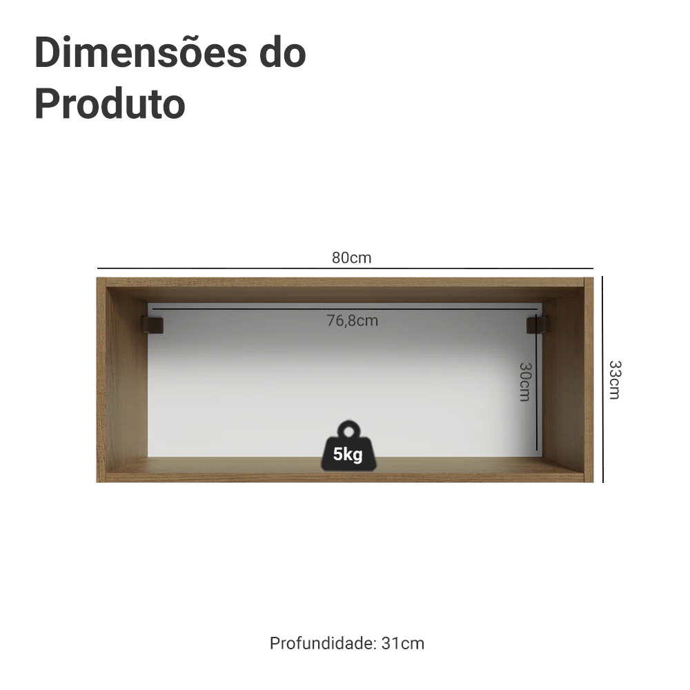 Armário Aéreo Madesa Lux 80 cm 1 Porta Basculante Rustic/Cinza - Image 2
