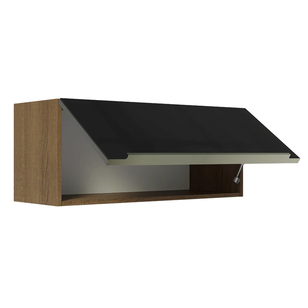 Armário Aéreo Madesa Lux 80 cm 1 Porta Basculante Rustic/Preto - Image 8