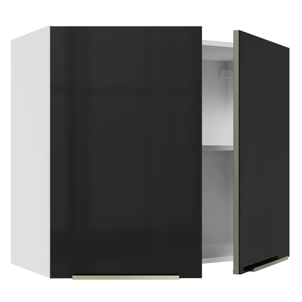 Armário Aéreo Madesa Lux 80 cm 2 Portas Branco/Preto - Image 8