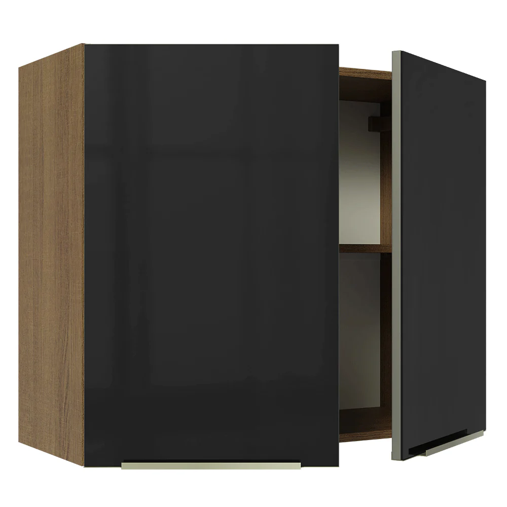 Armário Aéreo Madesa Lux 80 cm 2 Portas Rustic/Preto - Image 8