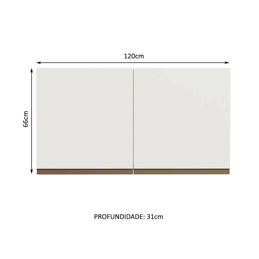 Armário Aéreo Madesa Reims 120 cm 2 Portas Branco - Image 2
