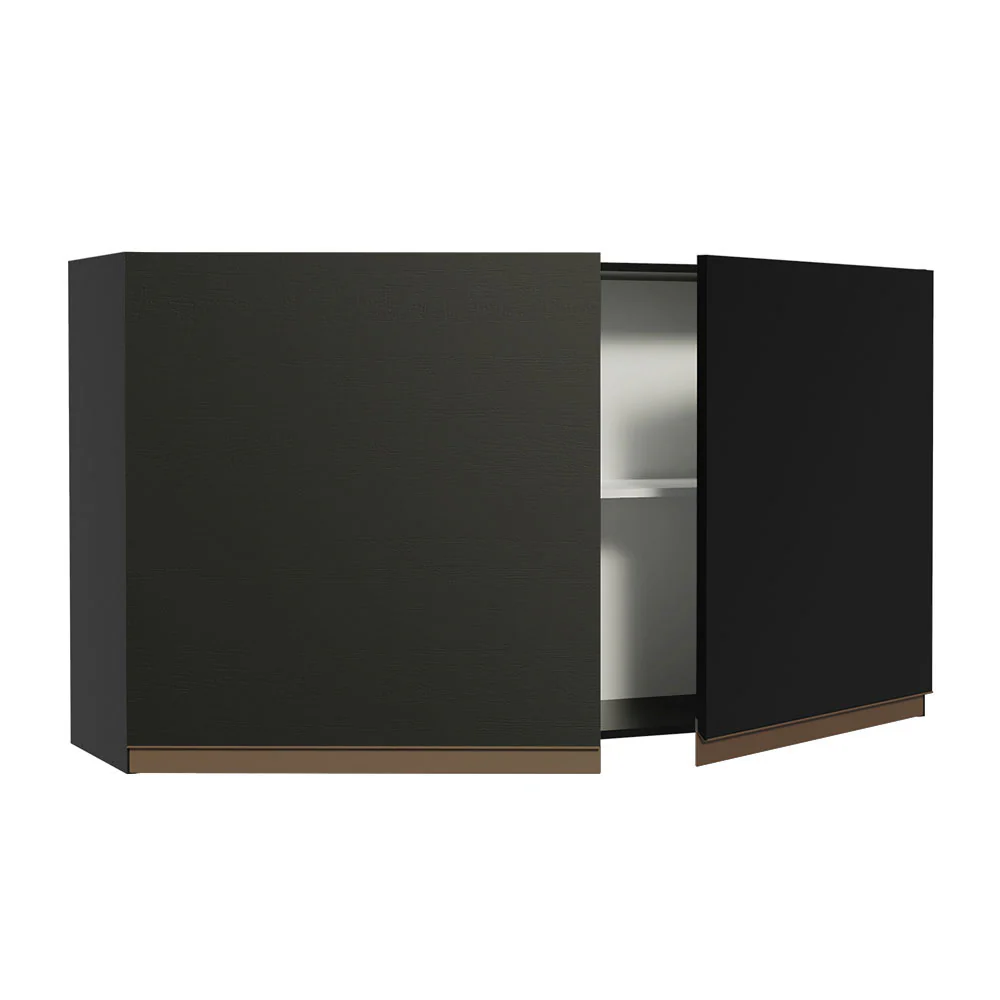 Armário Aéreo Madesa Reims 120 cm 2 Portas Preto - Image 4