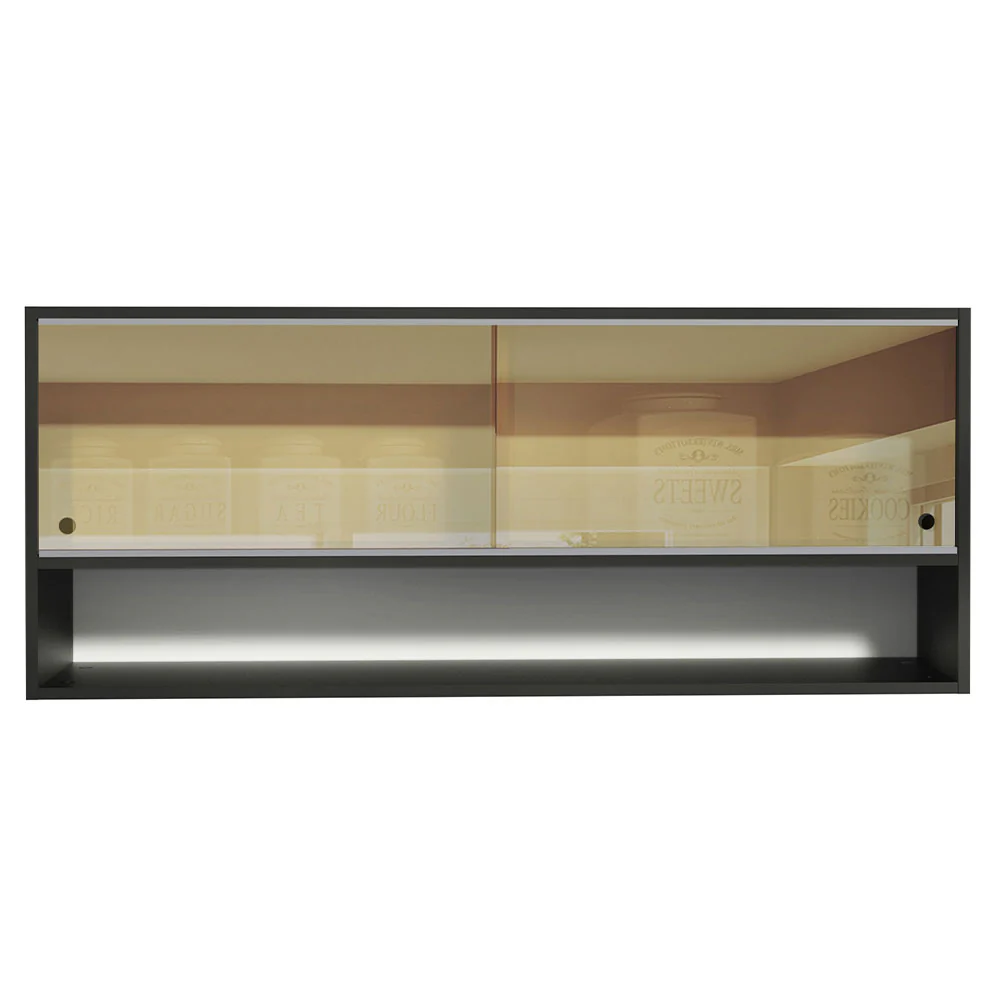 Armário Aéreo Madesa Reims 120cm 2 Portas de Correr de Vidro Reflex 1 Nicho Preto - Image 5