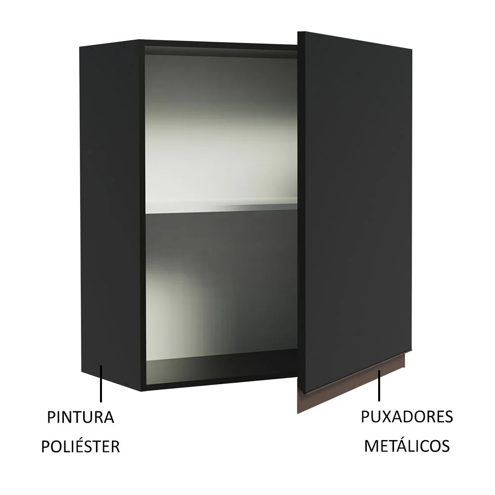 Armário Aéreo Madesa Reims 60 cm 1 Porta Preto - Image 3