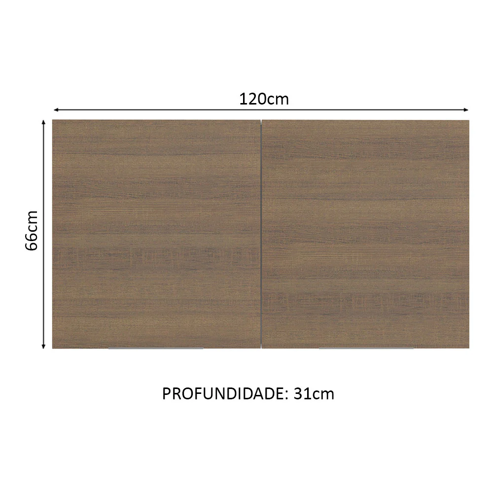 Armário Aéreo Madesa Stella 120 cm 2 Portas Branco/Rustic - Image 2