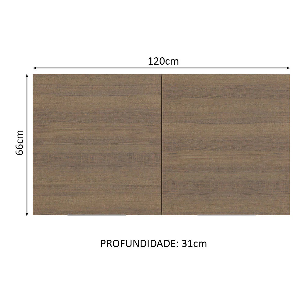 Armário Aéreo Madesa Stella 120 cm 2 Portas Rustic - Image 2