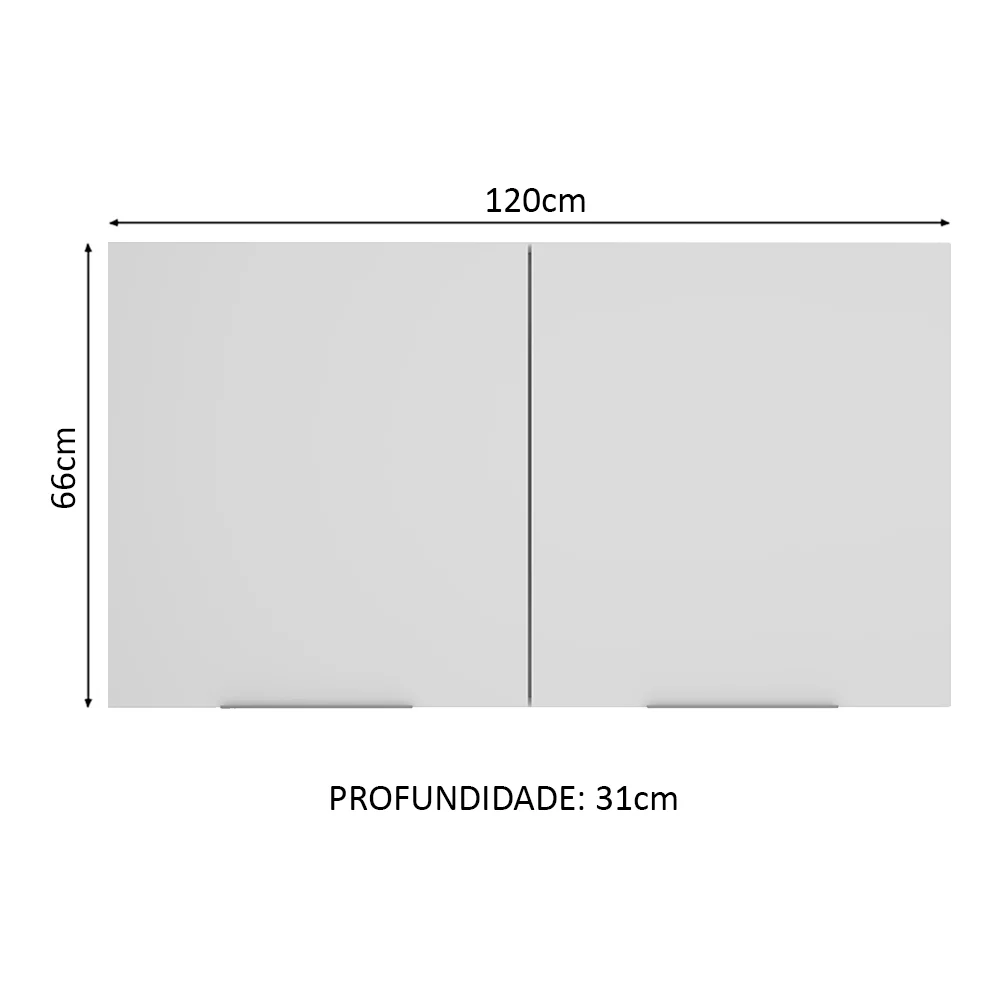 Armário Aéreo Madesa Stella 120 cm 2 Portas Rustic/Branco - Image 2