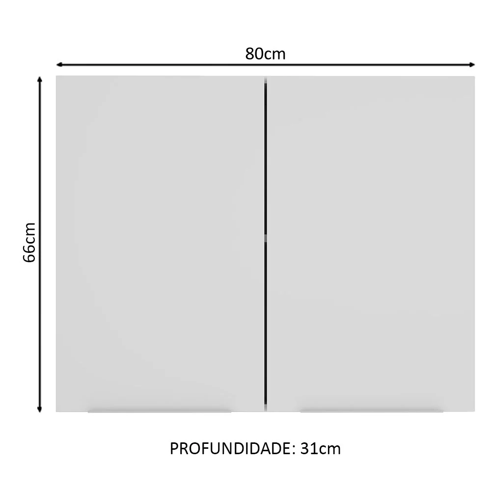 Armário Aéreo Madesa Stella 80 cm 2 Portas Branco - Image 2