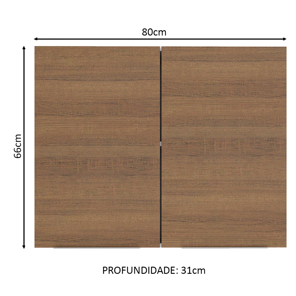 Armário Aéreo Madesa Stella 80 cm 2 Portas Branco/Rustic - Image 2