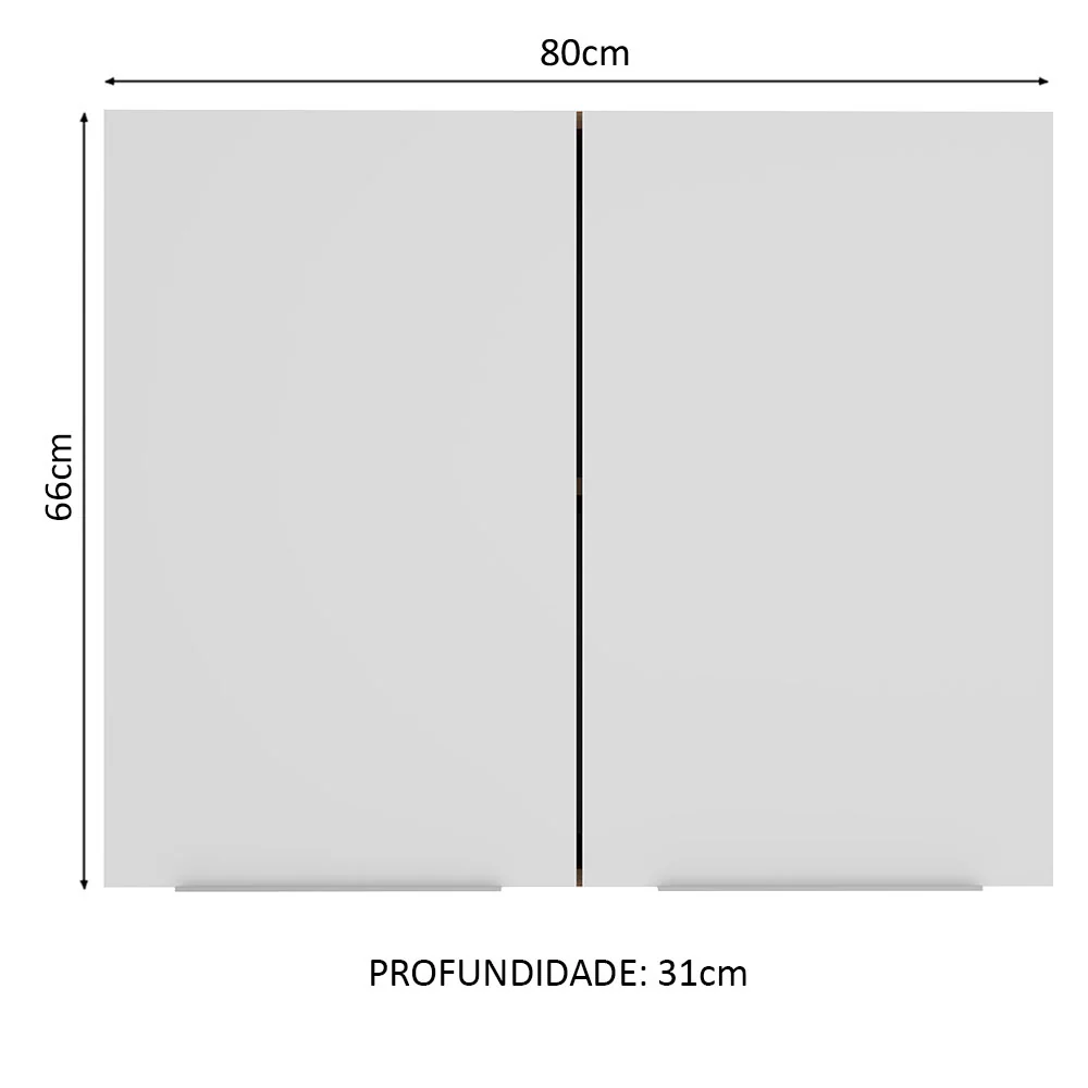 Armário Aéreo Madesa Stella 80 cm 2 Portas Rustic/Branco - Image 2