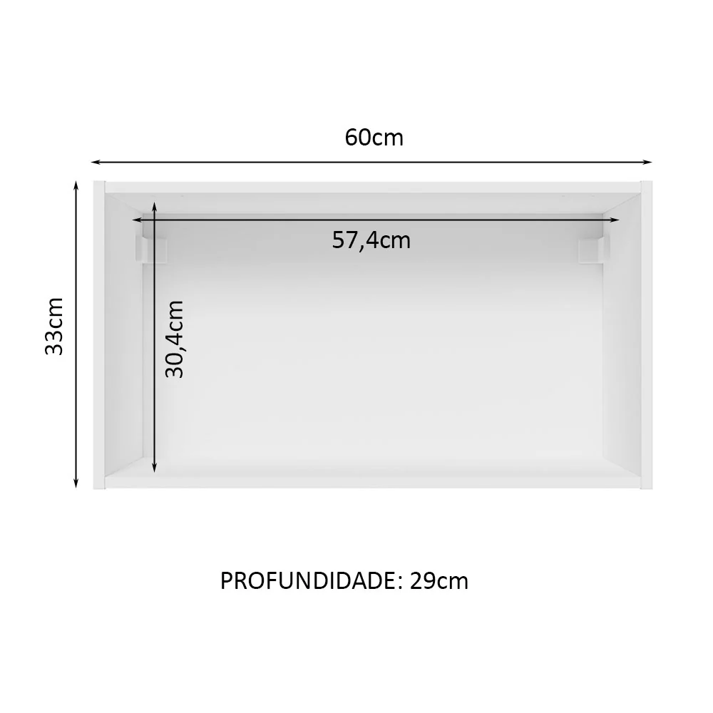 Armário Aéreo 100% MDF 60 cm 1 Porta Basculante Branco/Crema Smart Madesa - Image 3