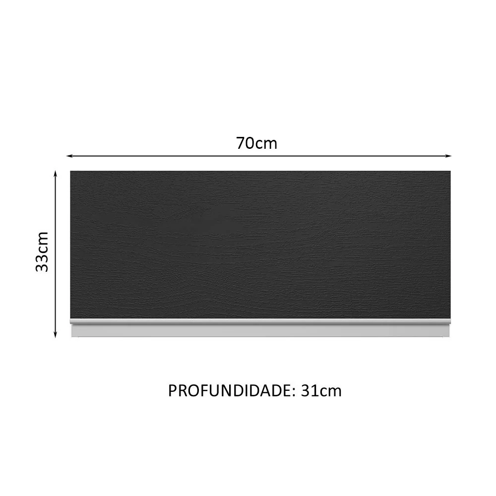 Armário Aéreo 100% MDF 70 cm 1 Porta Basculante Branco/Preto Acordes Madesa - Image 2