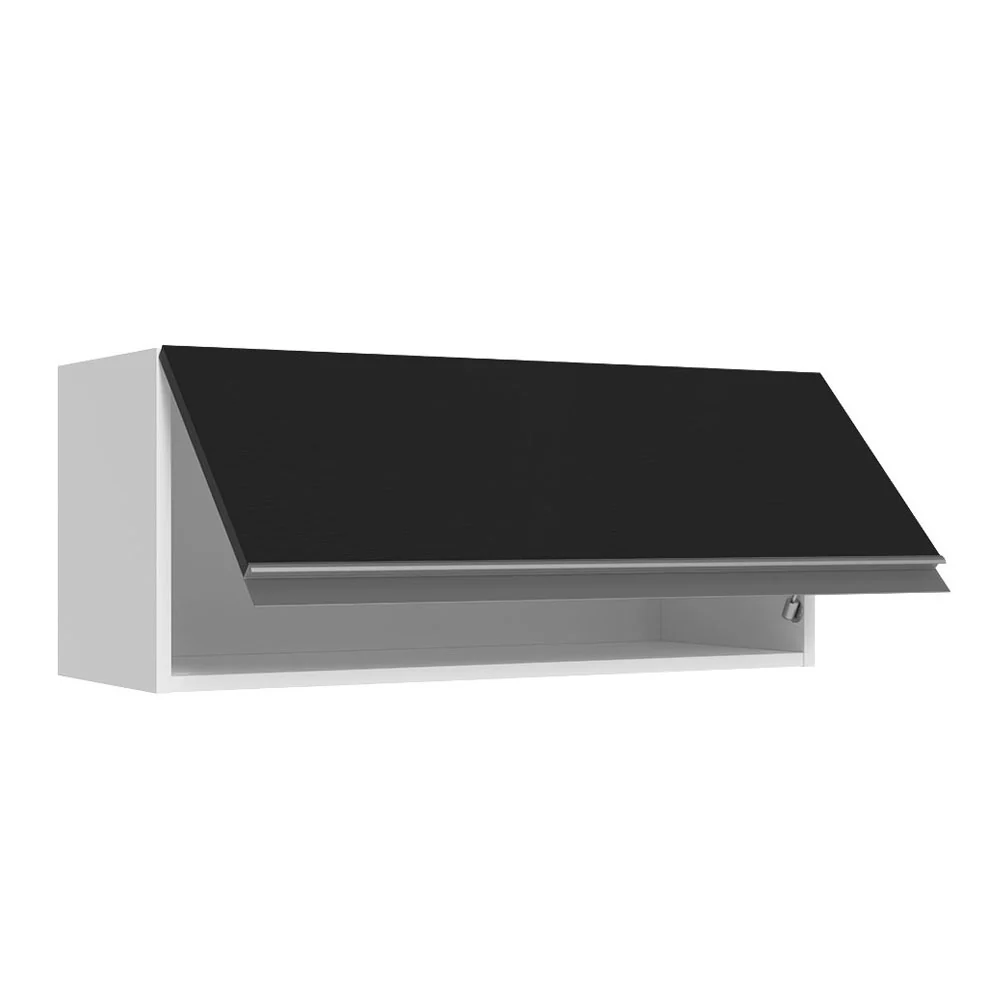 Armário Aéreo 100% MDF 70 cm 1 Porta Basculante Branco/Preto Acordes Madesa - Image 4