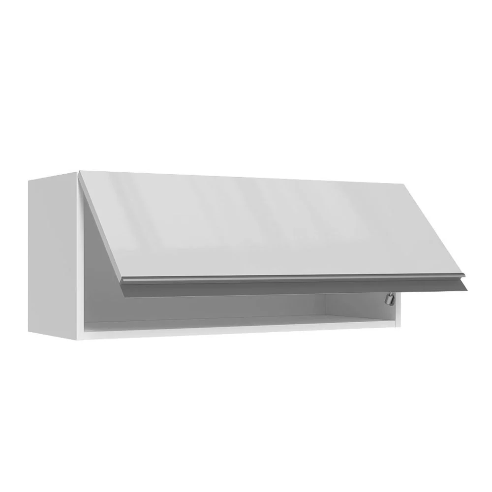 Armário Aéreo 100% MDF 70 cm 1 Porta Basculante Frente Branco Brilho Acordes Madesa - Image 3