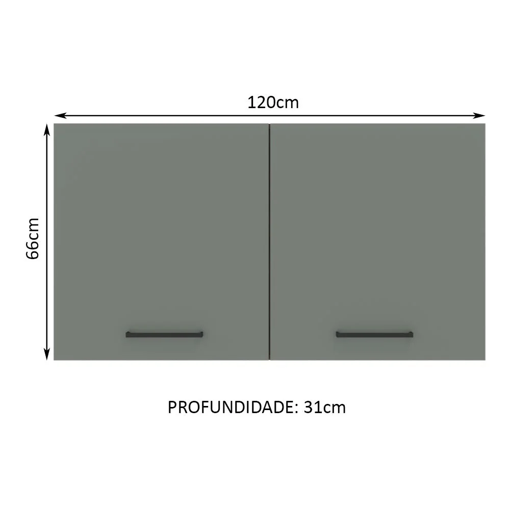 Armário Aéreo Multiuso 120cm 2 Portas Rustic/Cinza Agata Madesa - Image 3