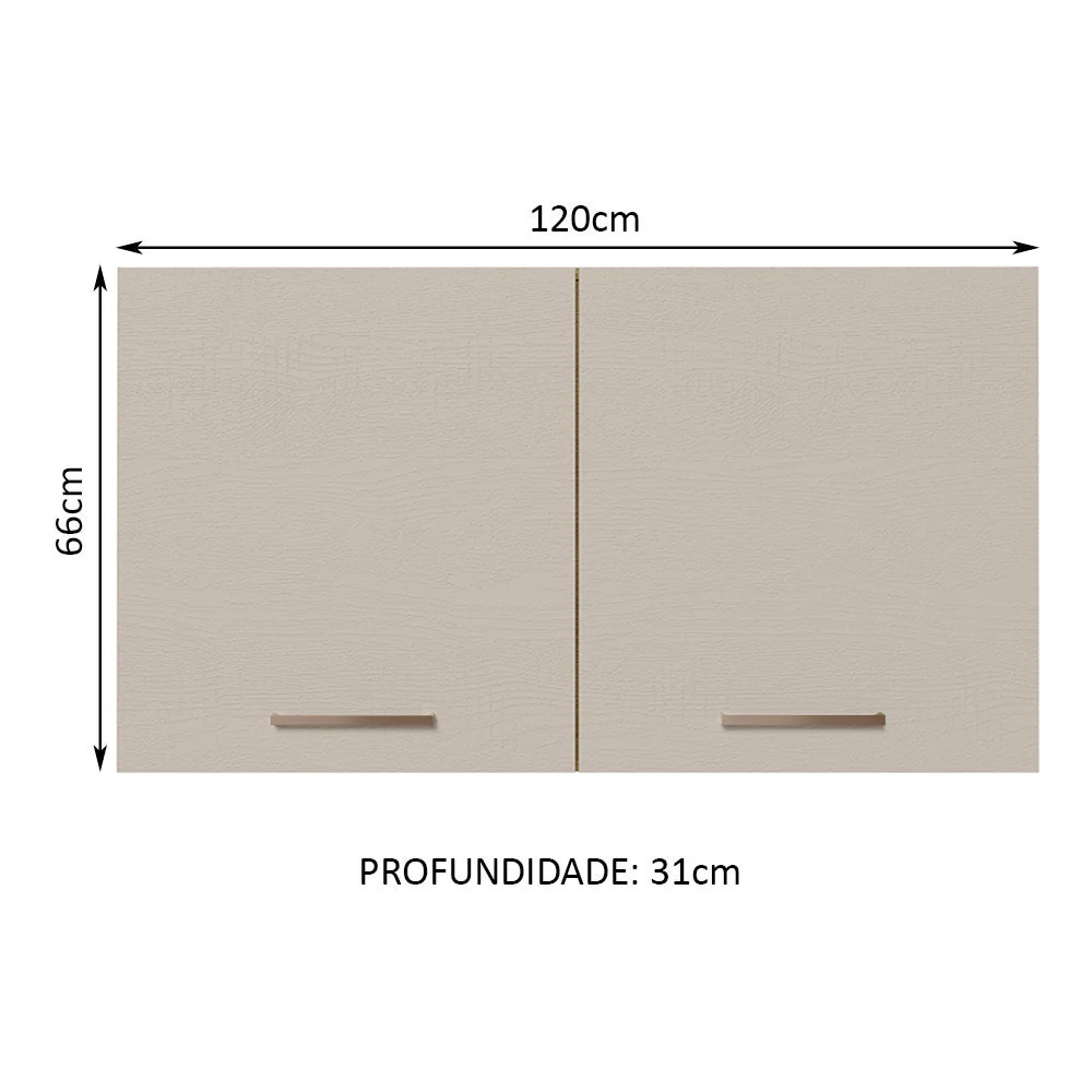Armário Aéreo Multiuso 120cm 2 Portas Rustic/Crema Agata Madesa - Image 3