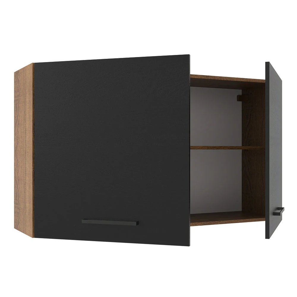 Armário Aéreo Multiuso 120cm 2 Portas Rustic/Preto Agata Madesa - Image 4