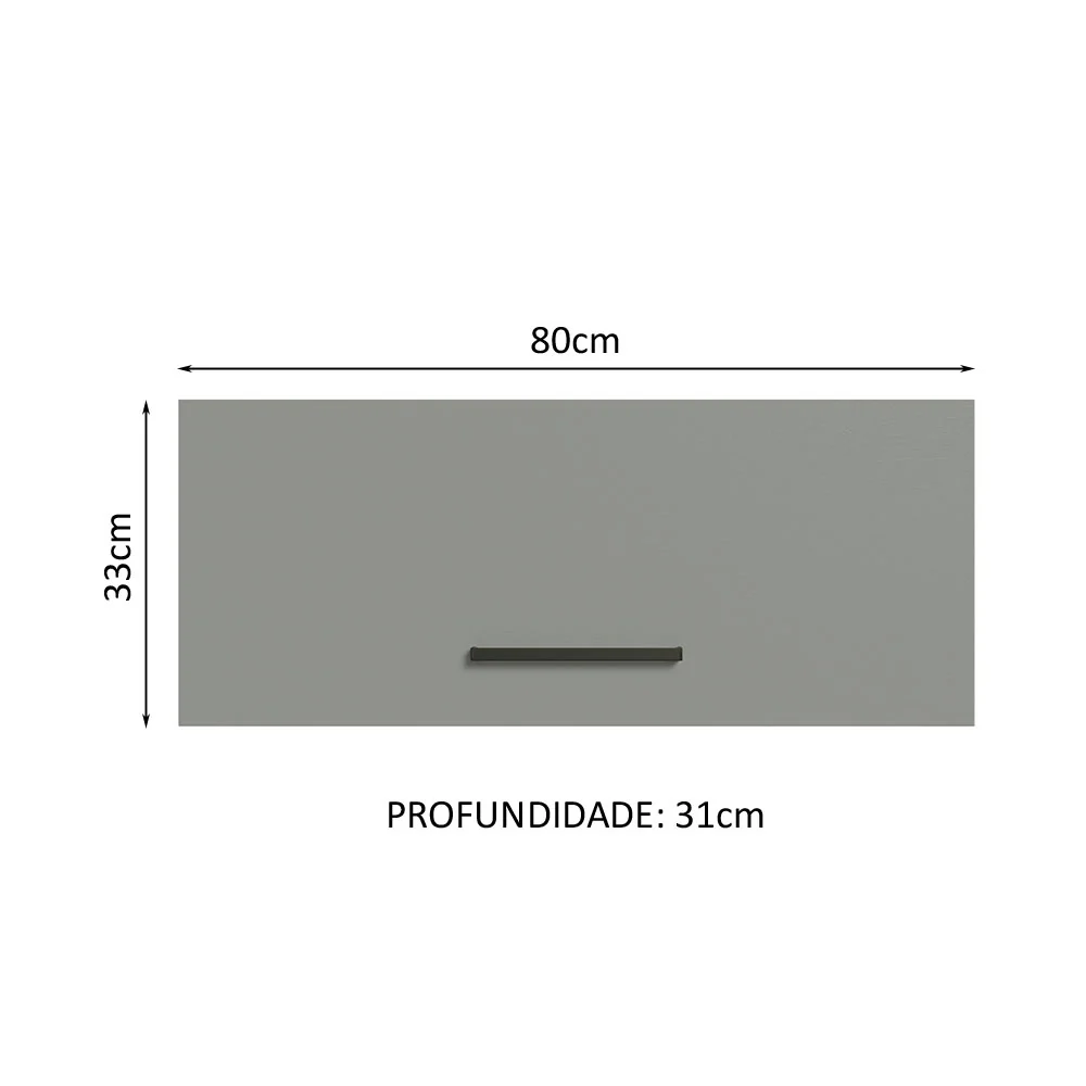 Armário Aéreo Multiuso 80cm 1 Porta Basculante Branco/Cinza Agata Madesa - Image 3