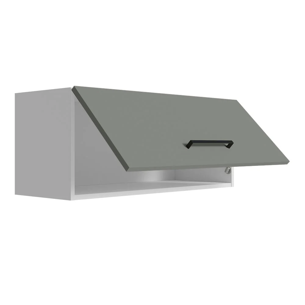 Armário Aéreo Multiuso 80cm 1 Porta Basculante Branco/Cinza Agata Madesa - Image 6