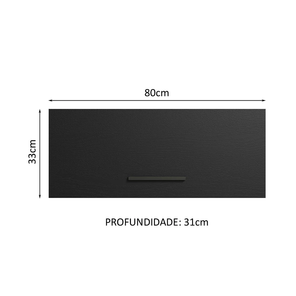 Armário Aéreo Multiuso 80cm 1 Porta Basculante Branco/Preto Agata Madesa - Image 3