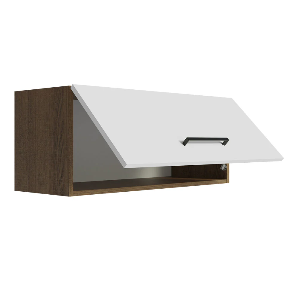 Armário Aéreo Multiuso 80cm 1 Porta Basculante Rustic/Branco Agata Madesa - Image 6