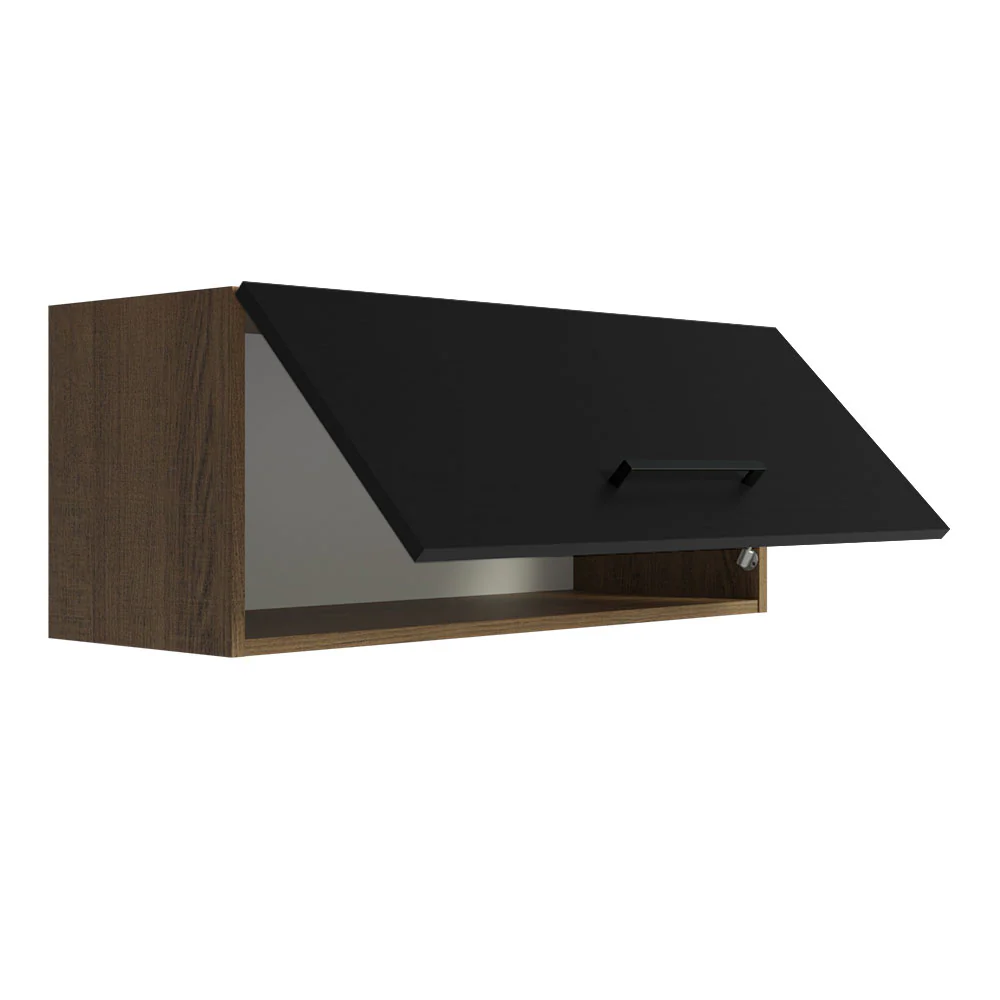 Armário Aéreo Multiuso 80cm 1 Porta Basculante Rustic/Preto Agata Madesa - Image 6
