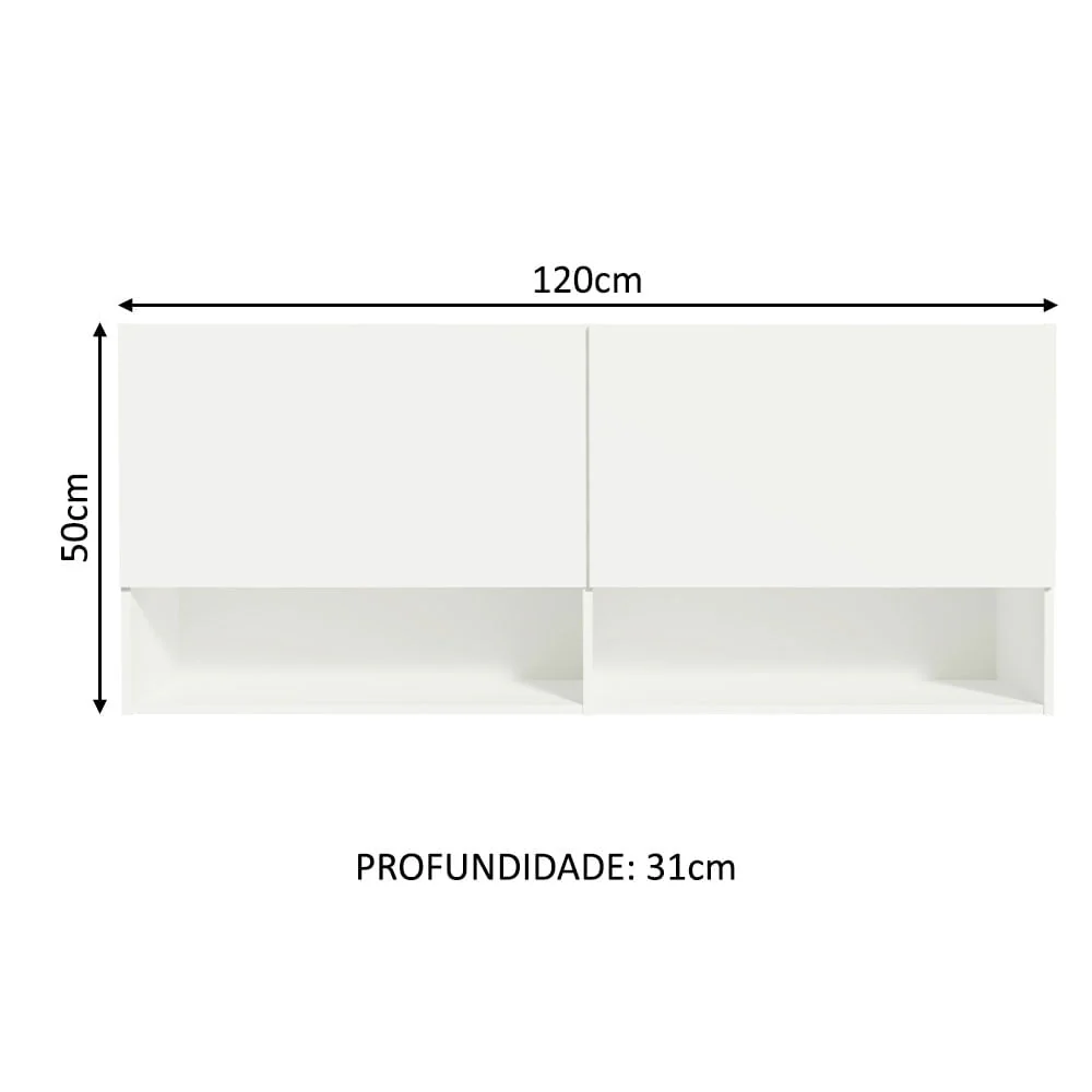 Armário Aéreo para Escritório com Nicho e Prateleira 120cm Branco Madesa - Image 4