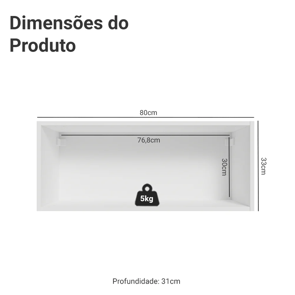 Armário Aéreo para Quarto 80 cm 1 Porta Basculante Branco Neo Madesa - Image 2