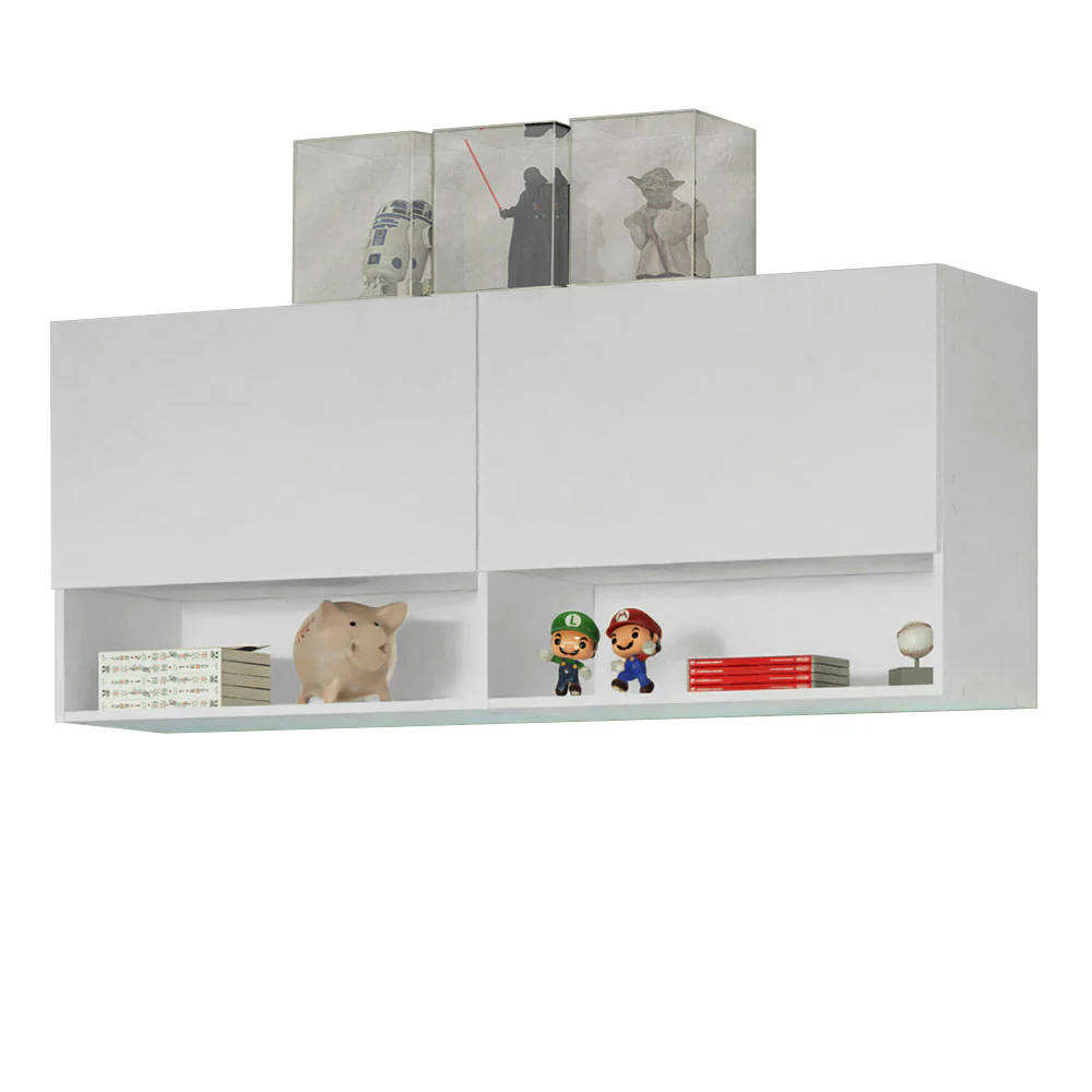 Armário Aéreo para Quarto com Nicho e Prateleira 120cm Branco Madesa - Image 3