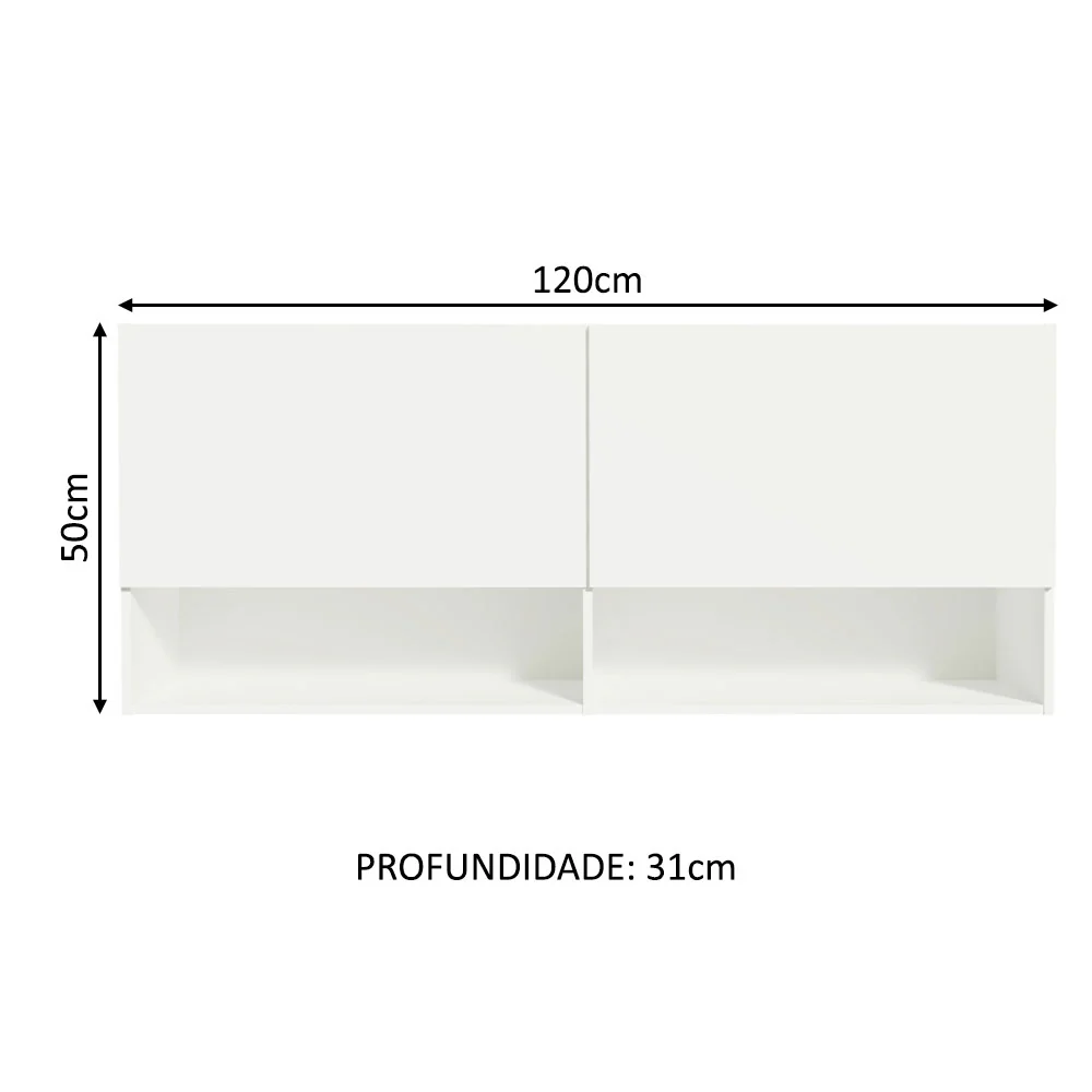 Armário Aéreo para Quarto com Nicho e Prateleira 120cm Branco Madesa - Image 4